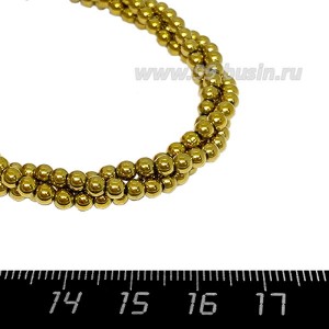Натуральный камень ГЕМАТИТ бусины круглые 3 мм, цвет золото, около 40 см/нить Натуральный камень ГЕМАТИТ бусины круглые 3 мм, цвет золото, около 40 см/нить