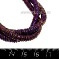 Натуральный камень ГЕМАТИТ бусина граненая Чипсы 6*1,5 мм,  цвет фиолетовый, около 20 см/нить