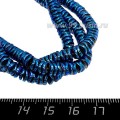 Натуральный камень ГЕМАТИТ бусина граненая Чипсы 6*1,5 мм,  цвет синий, около 20 см/нить