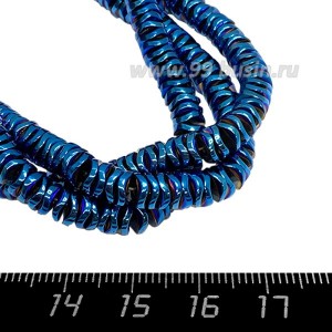 Натуральный камень ГЕМАТИТ бусина граненая Чипсы 6*1,5 мм, цвет синий, около 20 см/нить Натуральный камень ГЕМАТИТ бусина граненая Чипсы 6*1,5 мм, цвет синий, около 20 см/нить