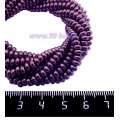 Натуральный камень ГЕМАТИТ рондель 4*2 мм, цвет фиолетовый, 40 см/нить