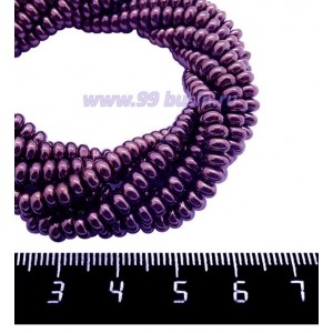 Натуральный камень ГЕМАТИТ рондель 4*2 мм, цвет фиолетовый, 40 см/нить