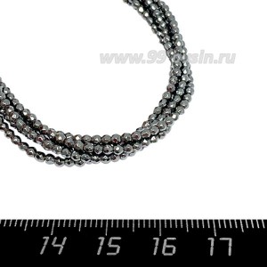 Натуральный камень ГЕМАТИТ граненые, цвет натуральный 2 мм, 40 см/нить