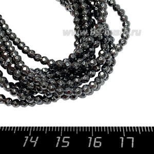 Натуральный камень ГЕМАТИТ бусина шарик гранёный 3 мм, цвет натуральный, около 40 см/нить Натуральный камень ГЕМАТИТ бусина шарик гранёный 3 мм, цвет натуральный, около 40 см/нить