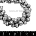 Натуральный камень ГЕМАТИТ с покрытием, бусины круглые 8,3 мм, цвет светлое серебро, около 40 см/нить