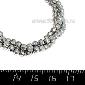 Натуральный камень ГЕМАТИТ цвет серебро граненые 4 мм, 40 см/нить Натуральный камень ГЕМАТИТ цвет серебро граненые 4 мм, 40 см/нить