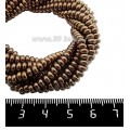 Натуральный камень ГЕМАТИТ рондель 4*2 мм, цвет шоколад, 40 см/нить