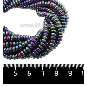 Натуральный камень ГЕМАТИТ рондель 4*2 мм, цвет мультиколор, 40 см/нить