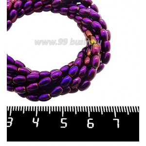 Натуральный камень ГЕМАТИТ рис 5*3 мм, цвет фиолетовый, 40 см/нить