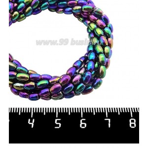 Натуральный камень ГЕМАТИТ рис 5*3 мм, цвет мультиколор, 40 см/нить