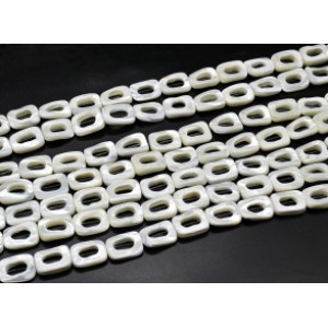 Бусины из перламутра прямоугольник 13*18мм цвет белый, 40см, 22 бусины