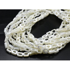 Бусины из перламутра прямоугольник 6*8мм цвет белый, 40см, 48 бусин