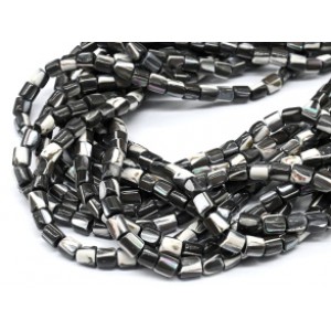 Бусины из перламутра тонированного цилиндр 6*6мм цвет графит, 39,5см, 66 бусин