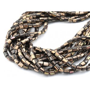 Бусины из перламутра тонированного цилиндр 6*6мм цвет шоколадный, 40см, 65 бусин