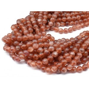 Бусины из кальцита тонированного шарик 8мм цвет клубничный, 36,5см, 45 бусин