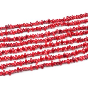 Бусины из коралла красного рис 4*8мм, 40см, 104 бусины