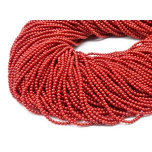 Бусины из коралла красного шарик 2-2,5мм, 40,5см, 200 бусин.