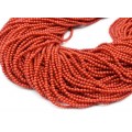 Бусины из коралла красного шарик 2,5мм, 41,5см, 182 бусины.
