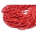 Бусины из коралла красного шарик 4,5мм, 39см, 90 бусин.