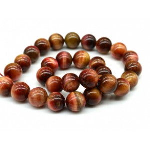 Бусины из тигрового глаза гуммигут шарик 12мм цвет персиковый, 38см, 32 бусины