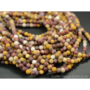 Бусины из яшмы мукаит шарик 6мм матовый, 39см, 62 бусины