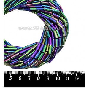 Натуральный камень ГЕМАТИТ форма Столбик 9*3 мм, покрытие мультиколор, около 40 см/44 шт/нить