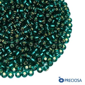 Бисер Чехия PRECIOSA прозрачный "Огонек" изумрудно-зеленый, 10 размер, арт. 57710 уп. 10 граммов