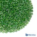 Бисер Чехия PRECIOSA, прозрачный, зеленое отверстие, блеск, размер 10, арт. 38657, зеленые тона 10 грамм