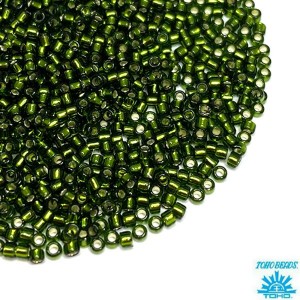 Бисер TOHO №15 цвет 37 травяной внутреннее серебрение ЯПОНИЯ пакет 5 граммов