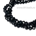 Бусины хрустальные Рондель 3,7*3 мм цвет чёрный, 36 см нить/около 125 бусин
