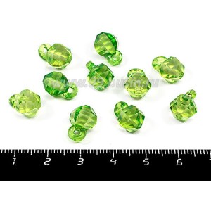 Бусина акриловая Подвеска круглая граненая с петелькой 13*9 мм зеленая 10 штук/упаковка