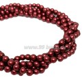 Бусина стеклянная жемчуг (иск.) (иск.) (иск.) на нити 4 мм матовый цвет бордо Чехия 60 штук