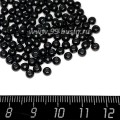 Бусины пластик 4 мм, цвет черный глянец, 18 гр/упаковка