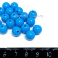 Бусины пластик 10 мм, цвет Ярко-небесный, упаковка 20 гр/около 40 шт
