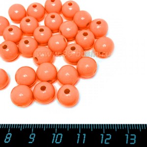 Бусины пластик 10 мм, цвет Оранжевый коралл, упаковка 20 гр/около 40 шт