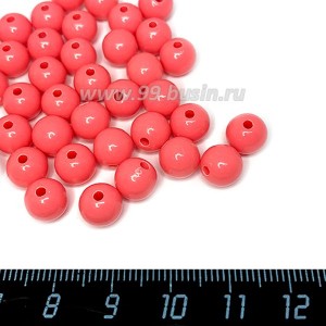 Бусины пластик 8 мм, розовый коралл, 73 штук/упаковка