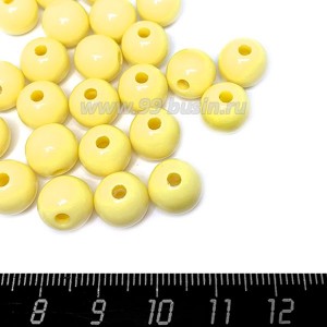 Бусины пластик 10 мм, канареечный жёлтый, упаковка 20 гр/около 40 шт