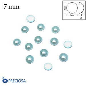Полужемчуг (иск.) кабошон Preciosa Cabochon Round, Для холодной фиксации, цвет Light Blue, размер 7 мм, 10 шт/упаковка