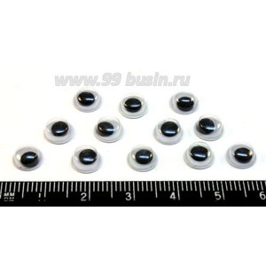 Декоративный элемент "Глазки с подвижными зрачками", диаметр 7 мм, 30 штук/упаковка