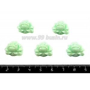 Кабошон акриловый Роза бутон, 15*17*8 мм, цвет мятный,  5 шт/упак