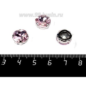 Стразы стеклянные пришивные в латунных цапах Квадрат 10*10 мм цвет нежно-розовый, 1 штука