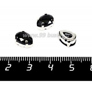 Стразы стеклянные пришивные в латунных цапах Капелька 10*7 мм цвет глубокий чёрный, 1 штука