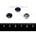 Стразы стеклянные пришивные в латунных цапах Квадрат 10*10 мм цвет синий полуночный 1 штука