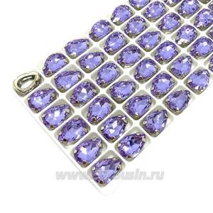 Стразы Капля, размер 14*10 мм, цвет сиреневый/никель, стекло, латунная оправа, 1 штука Стразы Капля, размер 14*10 мм, цвет сиреневый/никель, стекло, латунная оправа, 1 штука