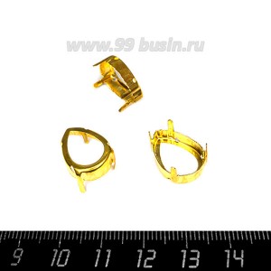 Оправа для страз, Капля 18*12 мм, цвет Золотой, 1 штука