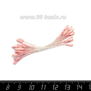 Тычинки для вышитых цветов, цвет розовый, 2,5*57-60 мм, пучок 20 штук