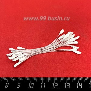 Тычинки для вышитых цветов, цвет белый, 2,5*57-60 мм, пучок 20 штук