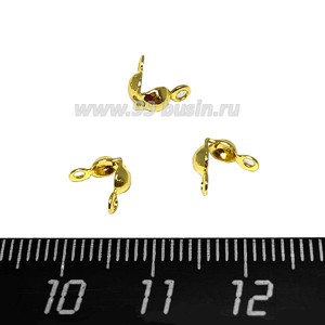 Концевики каллоты (скуфейки) Премиум зажимные 8*4 мм, цвет золото, 1 пара (2 шт.)