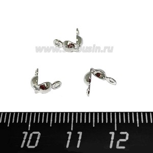 Концевики каллоты (скуфейки) Премиум зажимные 8*4 мм, родированные, 1 пара (2 шт.)