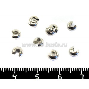Крышечки кримпов 3 мм цвет никель 20 штук/упаковка